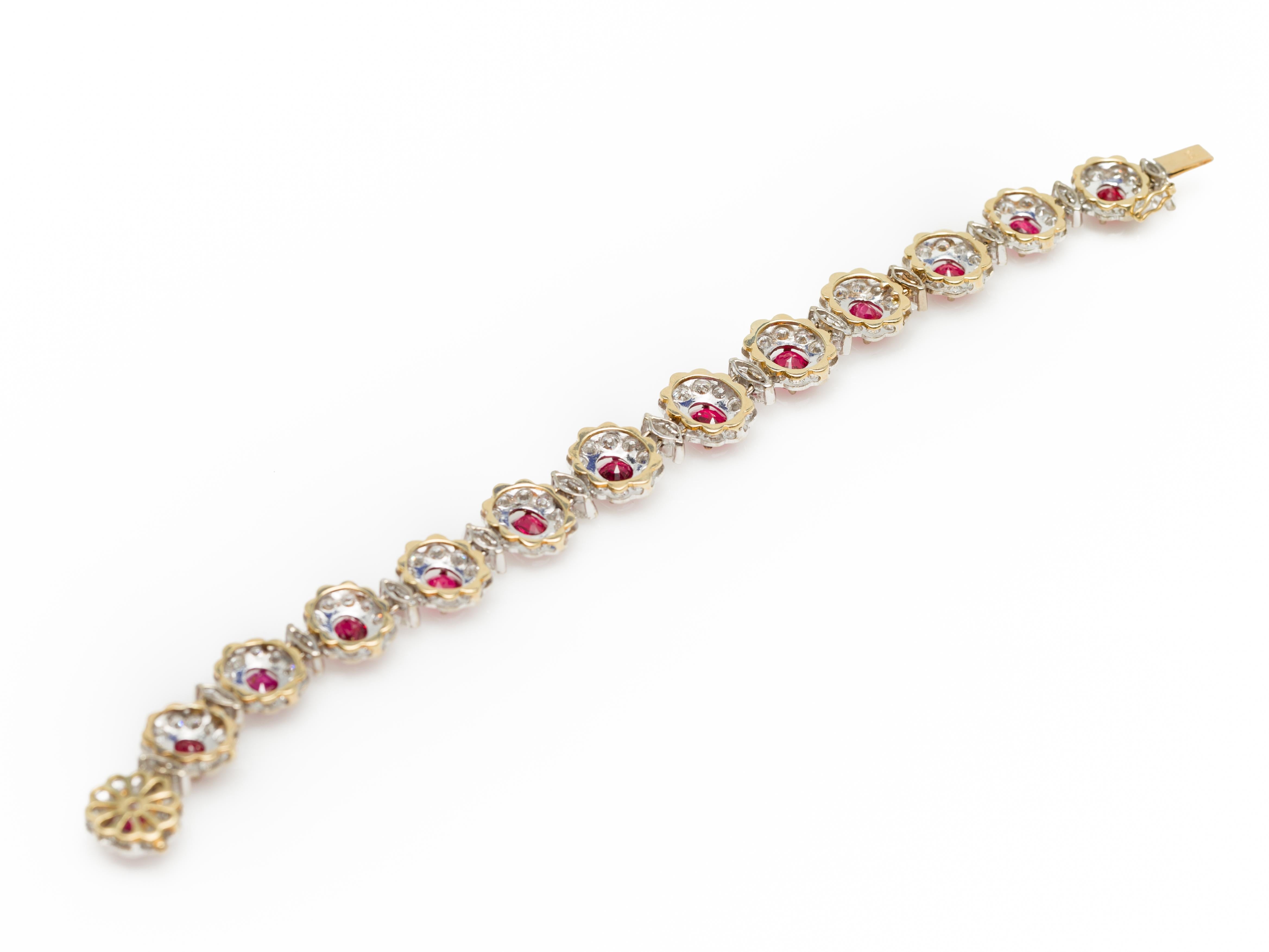 10.60 Carat Diamond and 10.25 Carat Spinel Bracelet in 18K Yellow and White Gold 3