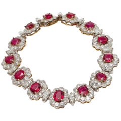 10.60 Carat Diamond and 10.25 Carat Spinel Bracelet in 18K Yellow and White Gold