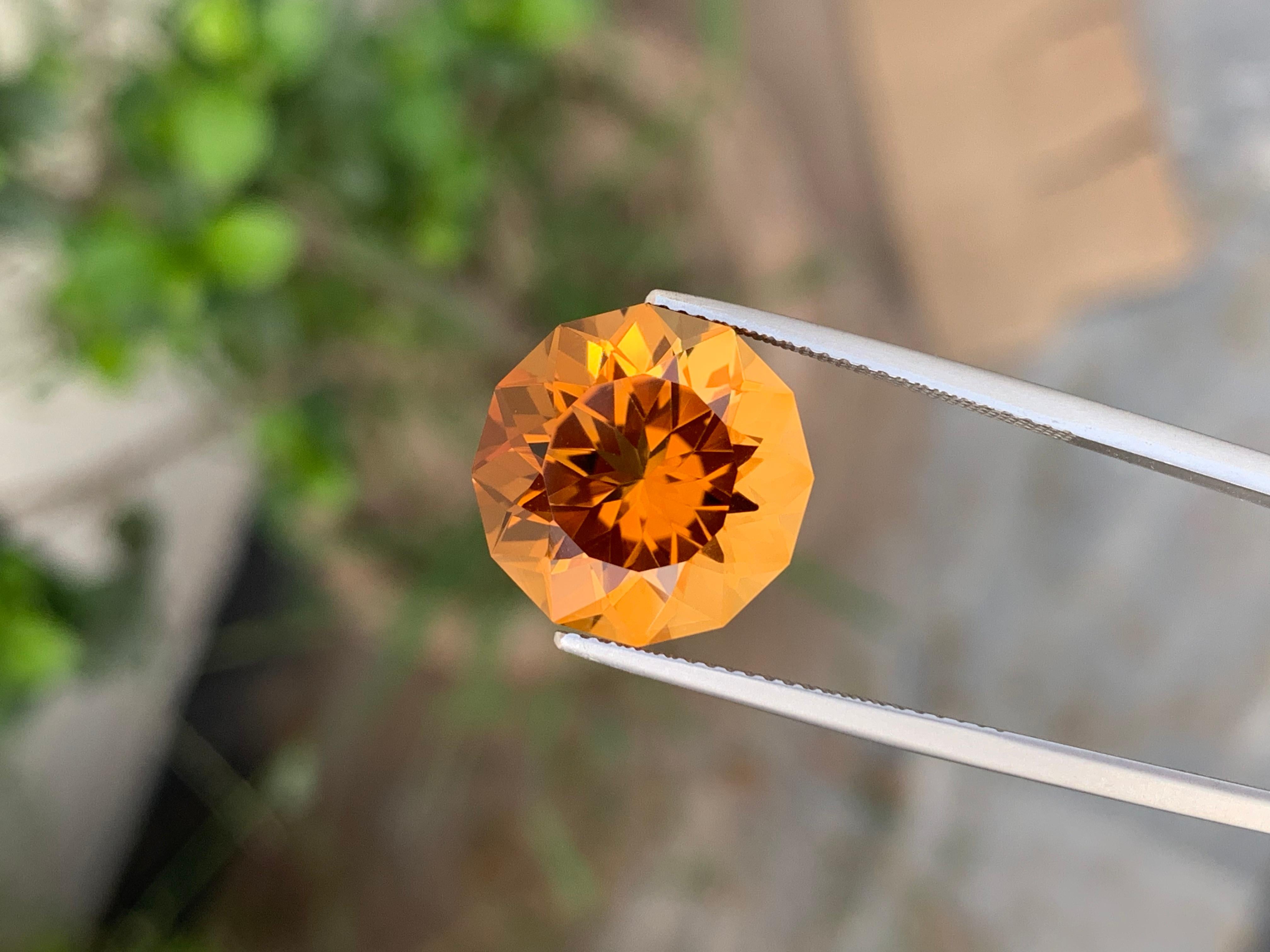 10.60 Carat Genuine Loose Mandarin Citrine Round Flower Cut Orange Ring Gem For Sale 11