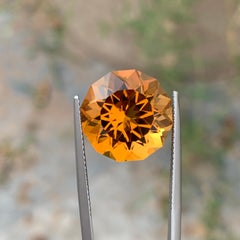 10.60 Carat Genuine Loose Mandarin Citrine Round Flower Cut Orange Ring Gem