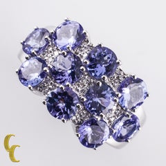10.60 Carat Iolite and Diamond 14 Karat White Gold Earring and Ring Jewelry Set