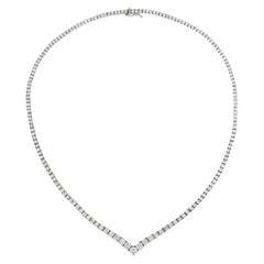 10.60 Carat Natural Diamond V Necklace G SI 14 Karat White Gold