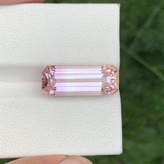 10.60 Carat Natural Loose Bicolor Pink Kunzite Stone Emerald Cut Afghan Gemstone