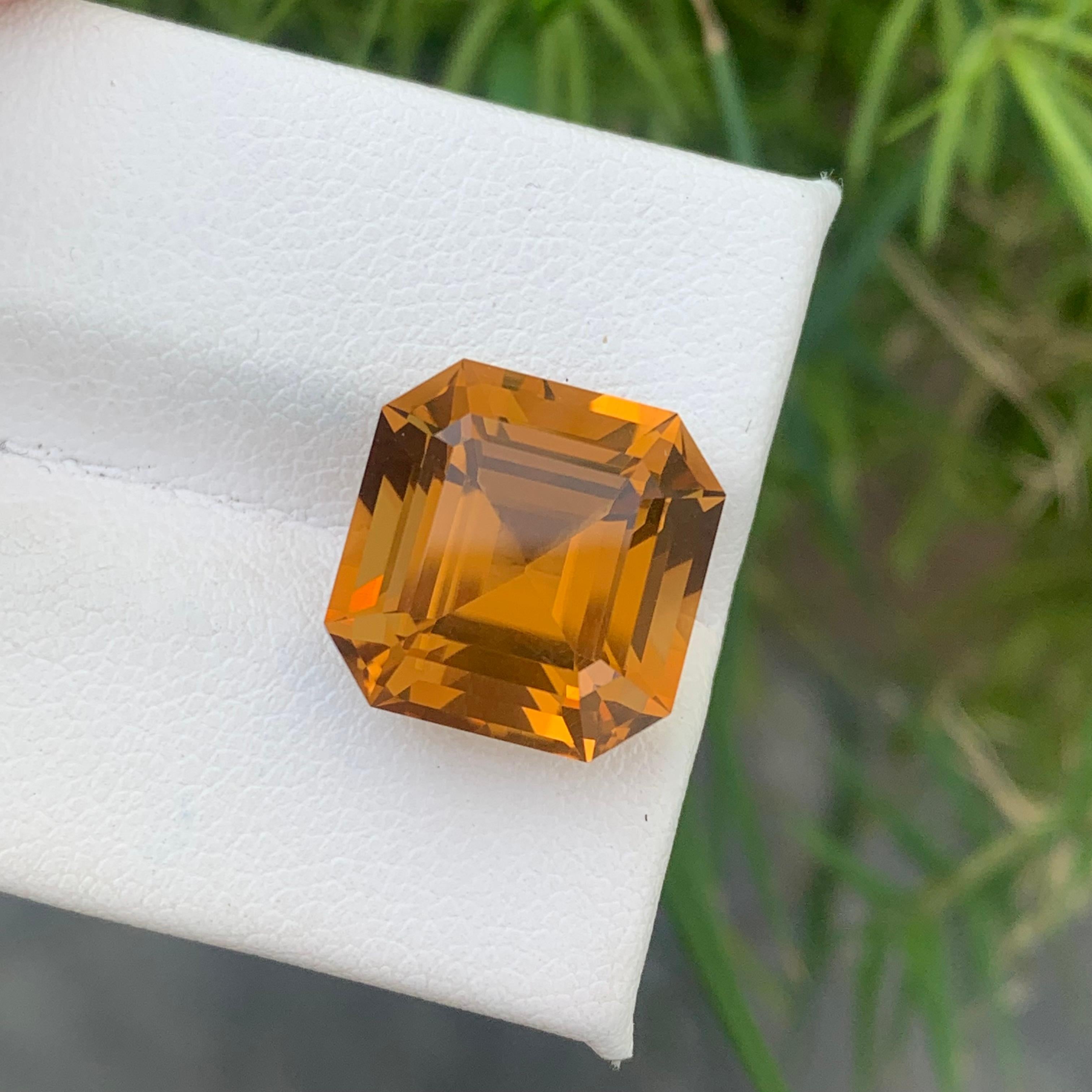 10.60 Carat Natural Loose Citrine Asscher Cut Ring Gemstone From Brazil Mine For Sale 3