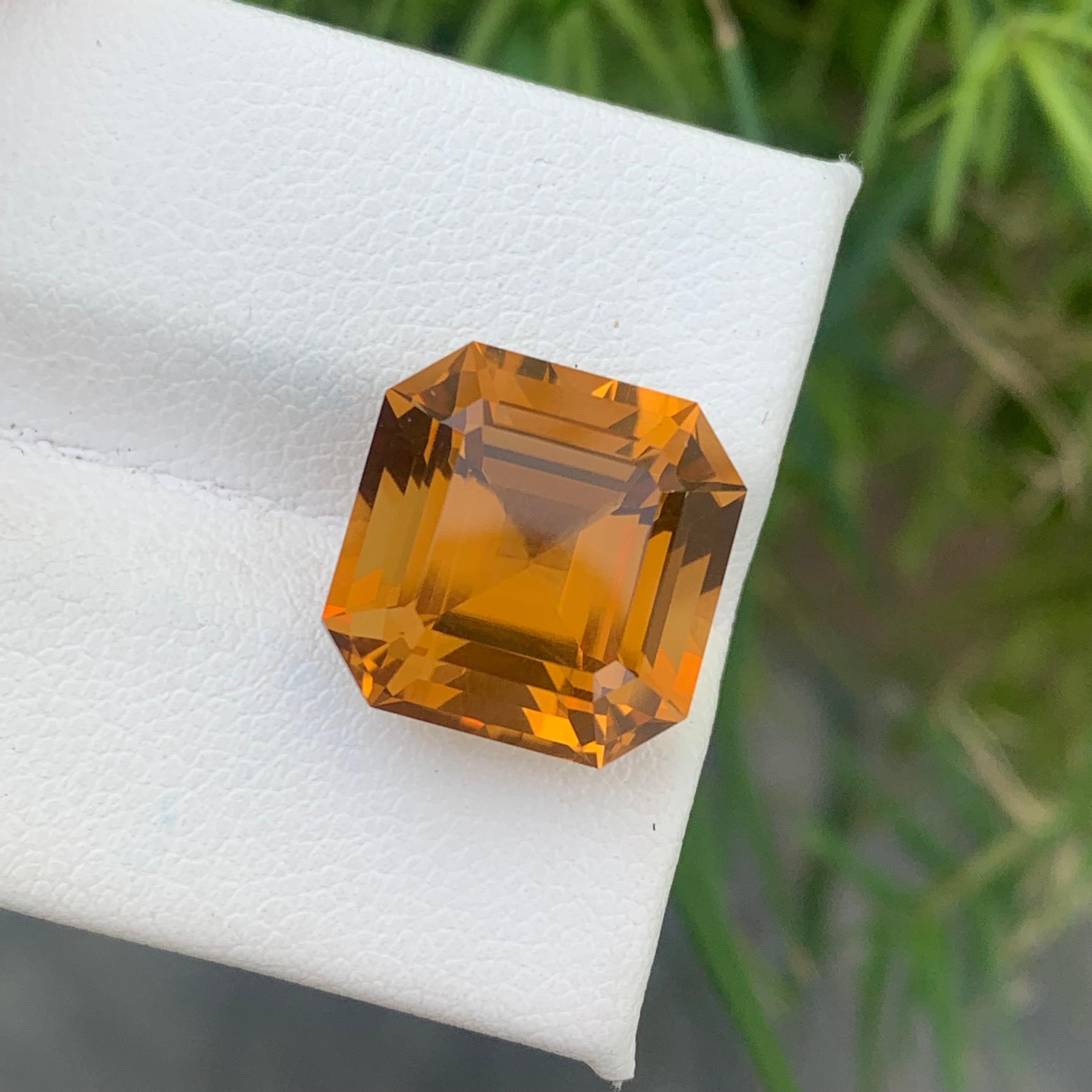 10.60 Carat Natural Loose Citrine Asscher Cut Ring Gemstone From Brazil Mine For Sale 4