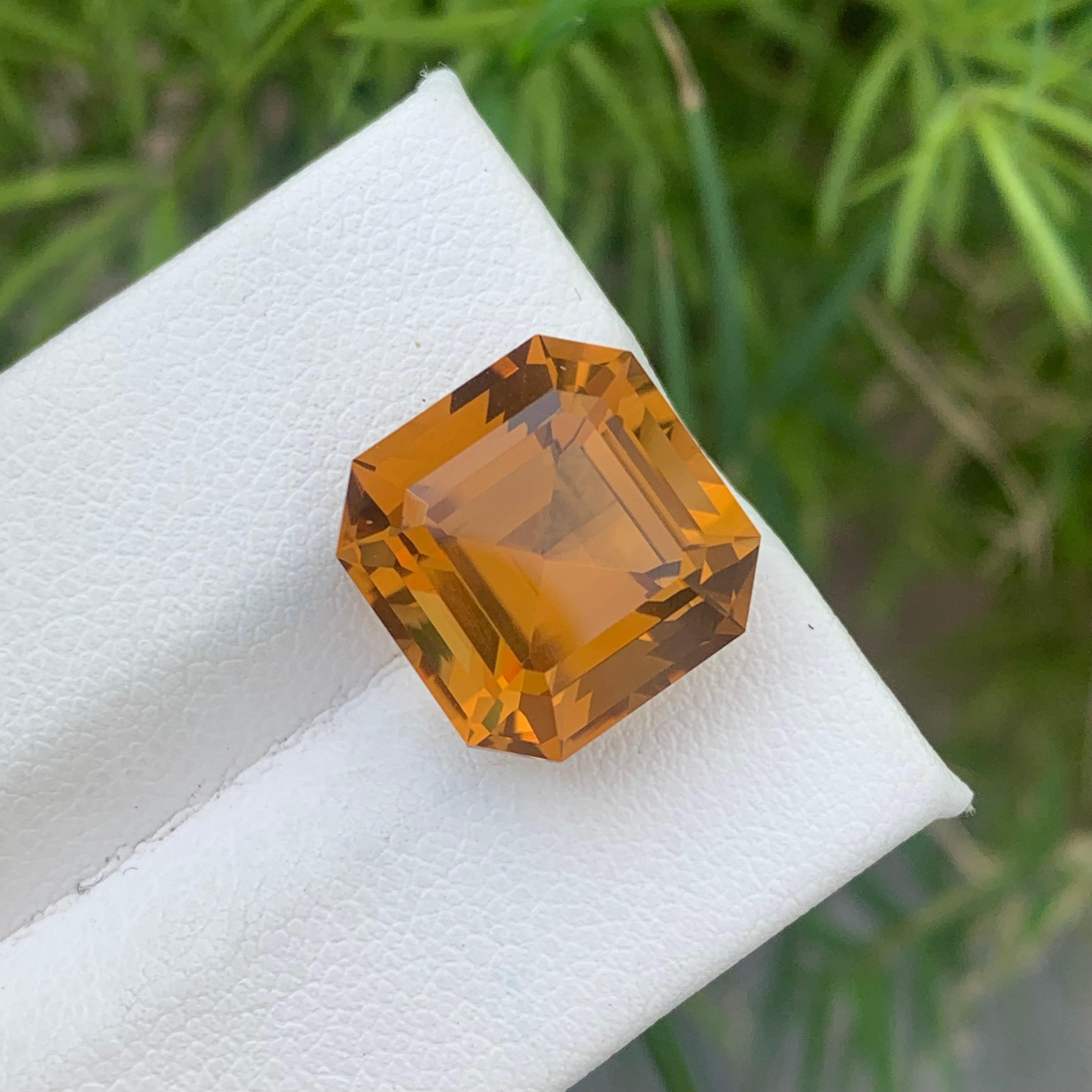 10.60 Carat Natural Loose Citrine Asscher Cut Ring Gemstone From Brazil Mine For Sale 5