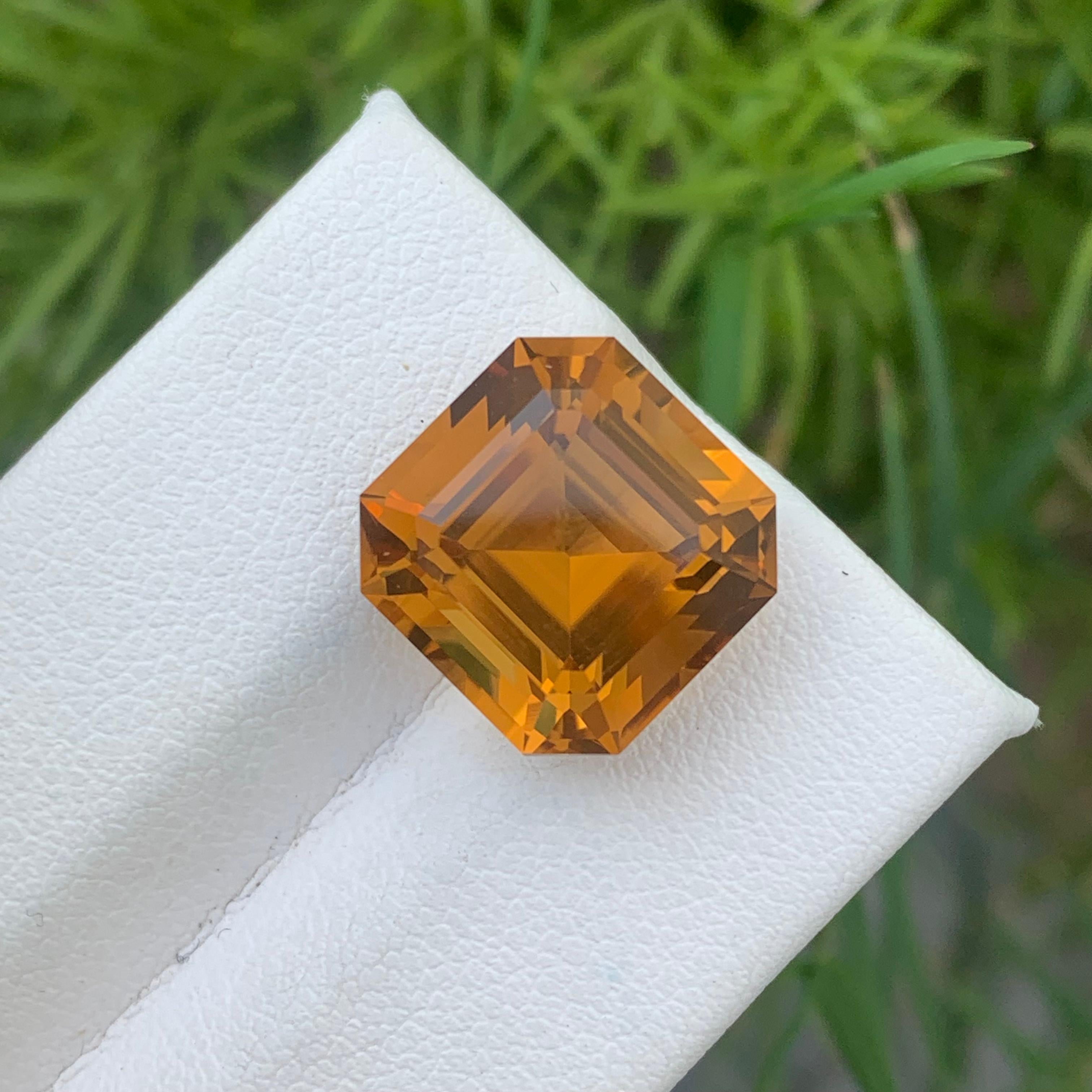 10.60 Carat Natural Loose Citrine Asscher Cut Ring Gemstone From Brazil Mine For Sale 6