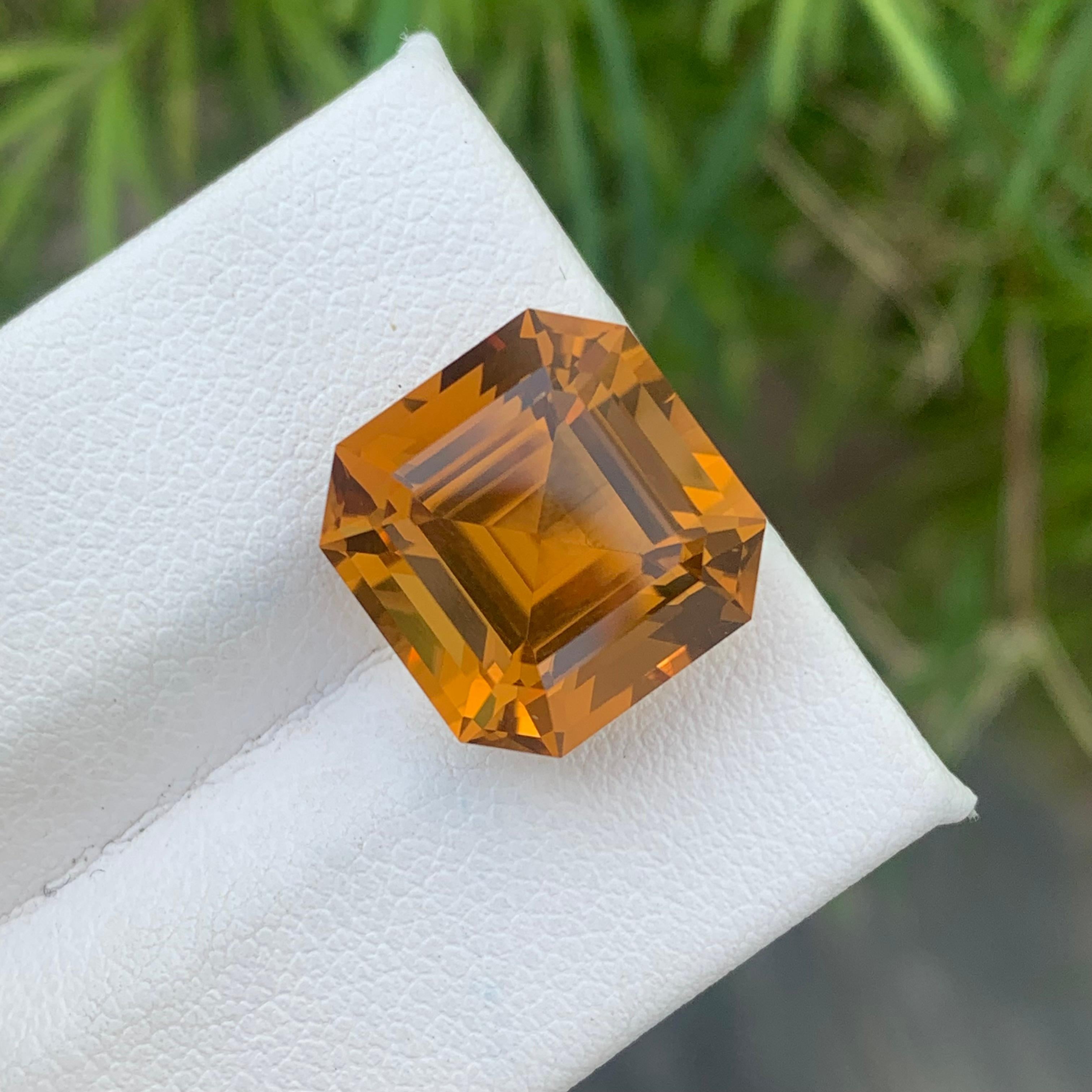 10,60 quilates de citrino natural suelto corte Asscher Anillo de piedras preciosas de la mina de Brasil en venta 1