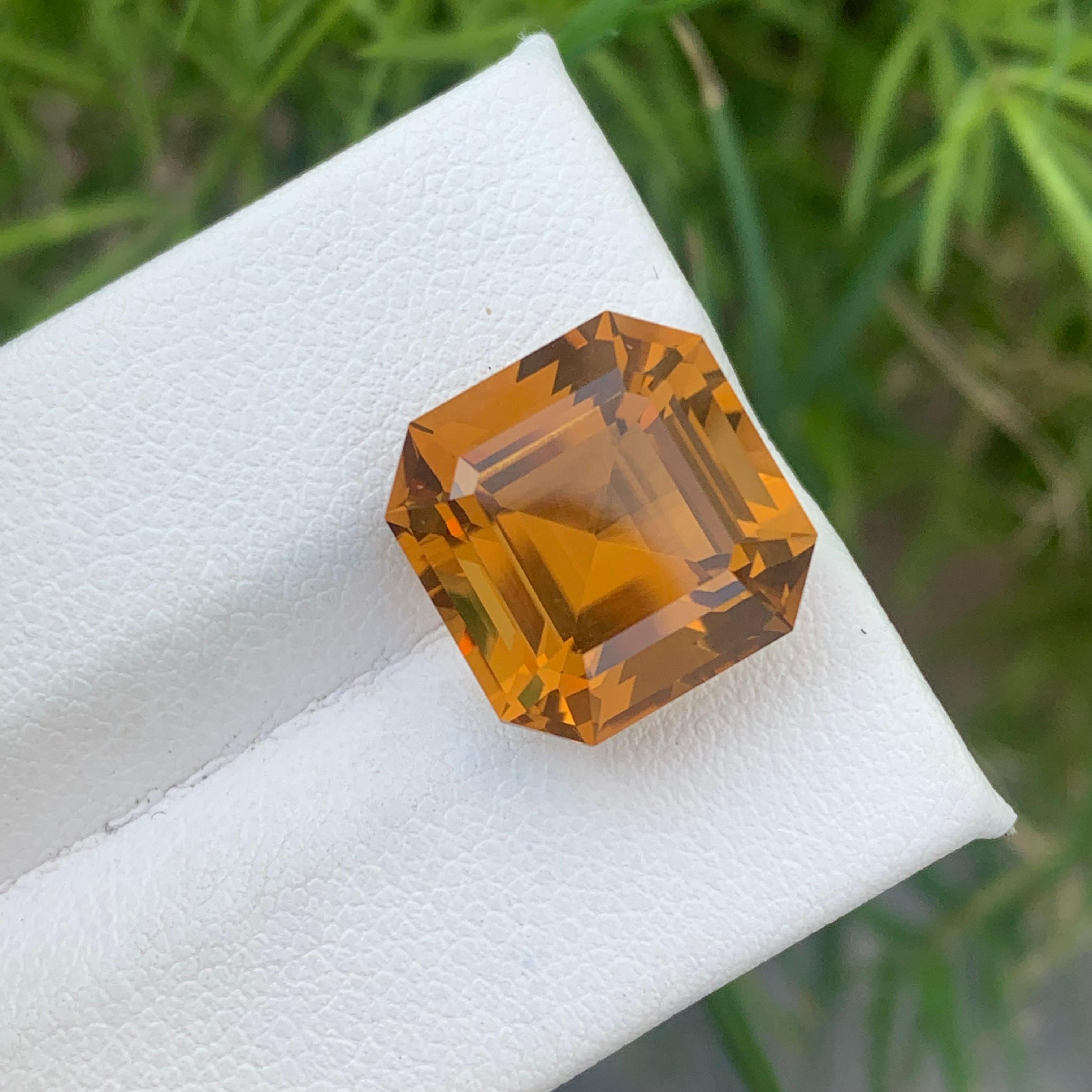 10.60 Carat Natural Loose Citrine Asscher Cut Ring Gemstone From Brazil Mine For Sale 2