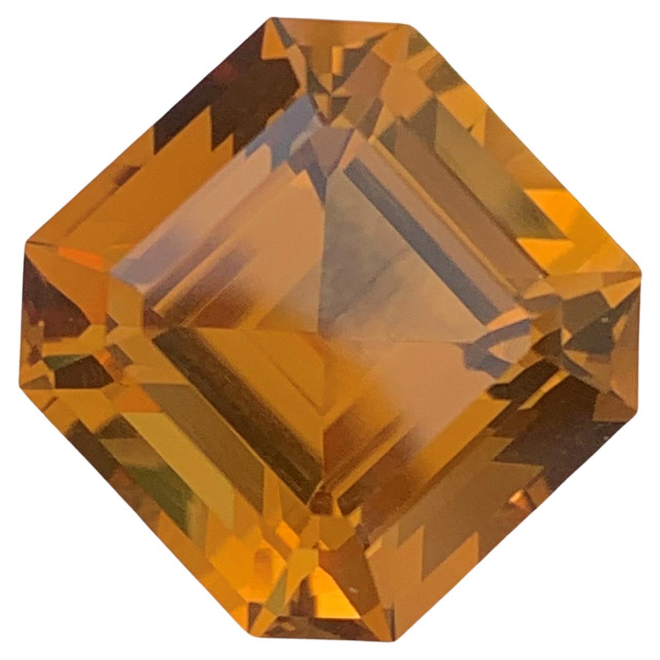 10.60 Carat Natural Loose Citrine Asscher Cut Ring Gemstone From Brazil Mine For Sale