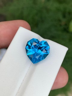 10.60 Carat Natural Loose Swiss Blue Topaz Heart Shape Gemstone