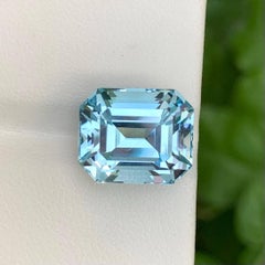 10.60 Carat Natural Loose Swiss Blue Topaz Stone Emerald Cut African Gemstone
