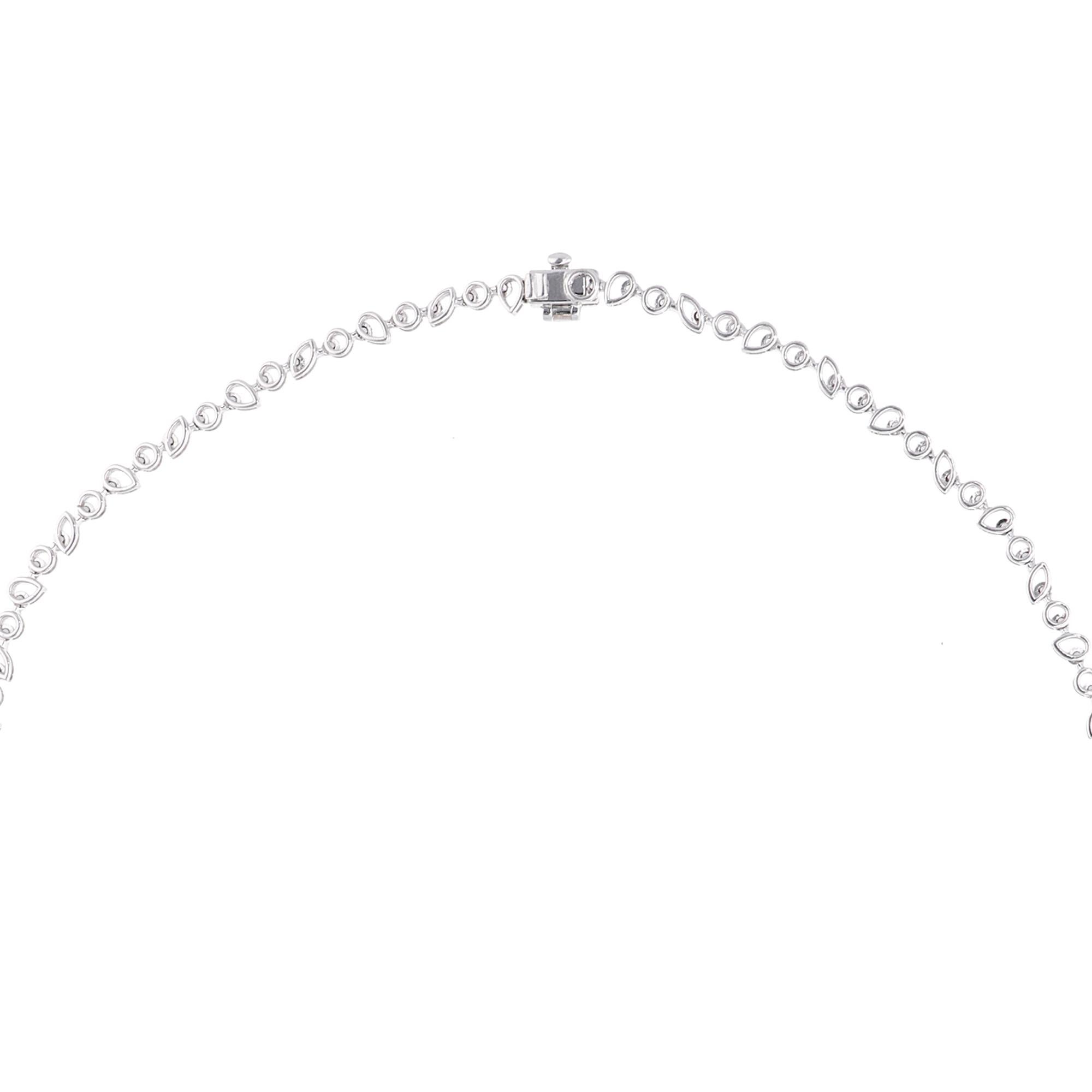 Modern 10.60 Carat SI Clarity HI Color Diamond Necklace 14 Karat White Gold Jewelry For Sale