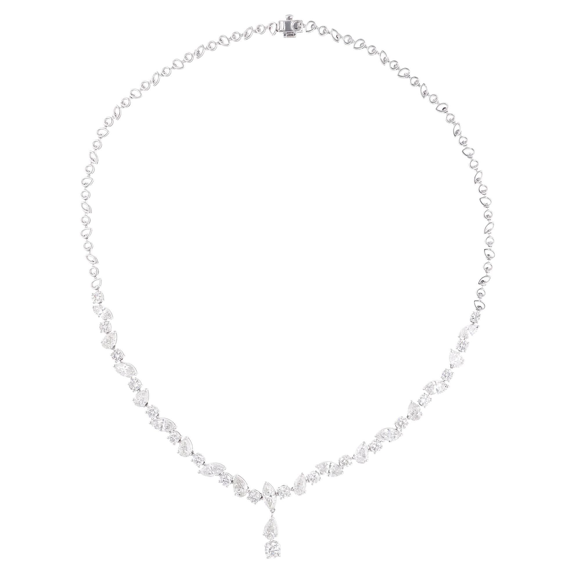10.60 Carat SI Clarity HI Color Diamond Necklace 14 Karat White Gold Jewelry For Sale