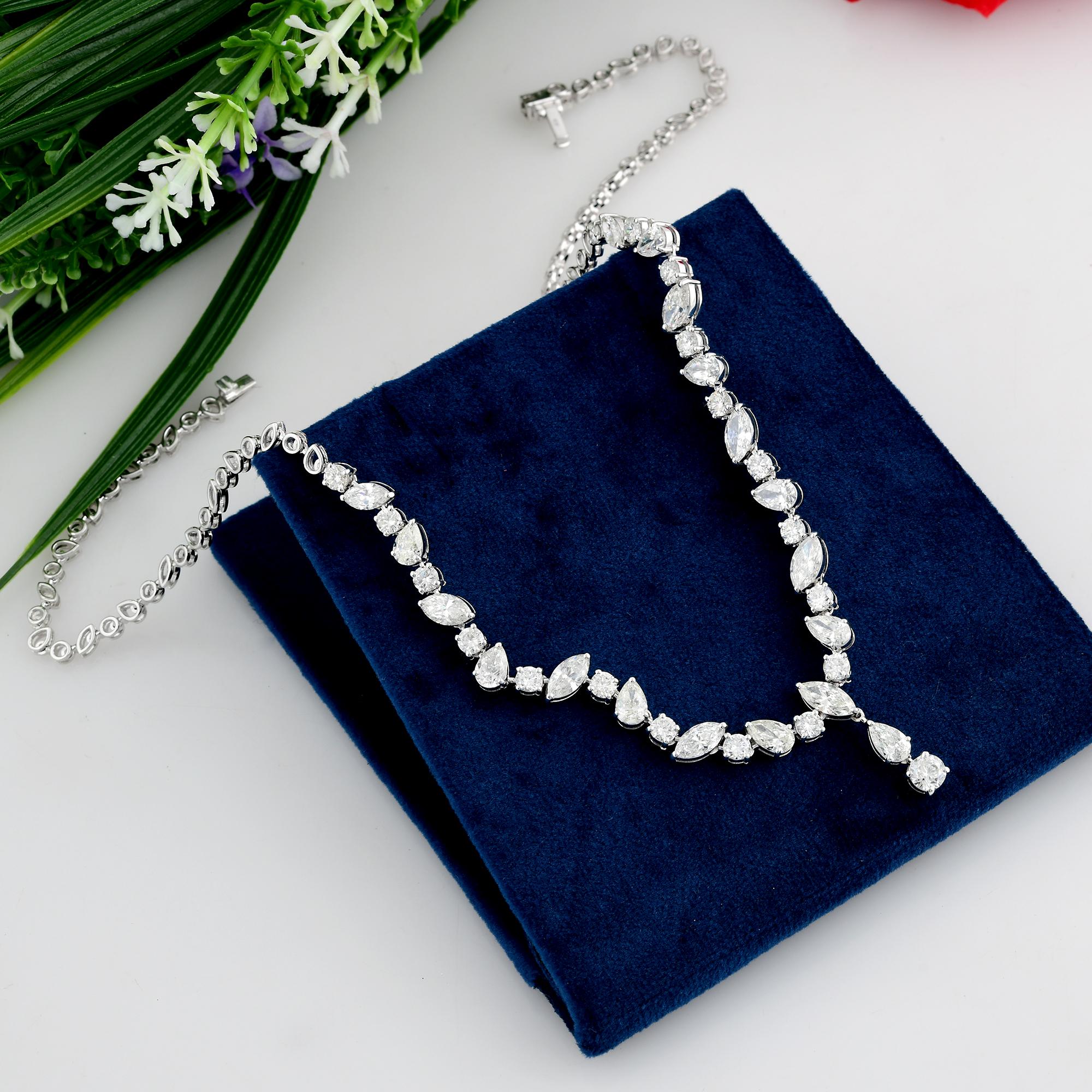 Moderno 10,60 carati SI Clarity HI Color Collana di diamanti in oro bianco 18 carati in vendita