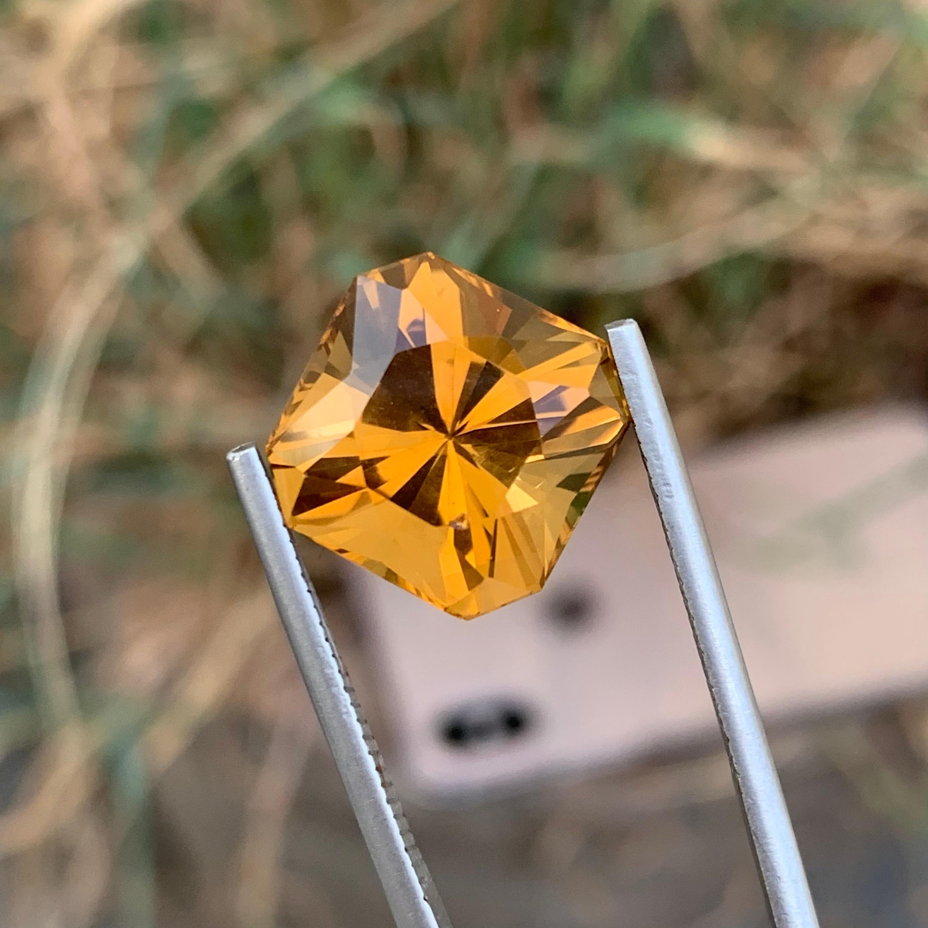 10.60 Carats Natural Loose Fancy Cut Citrine Gemstone From Brazil Mine For Sale 3