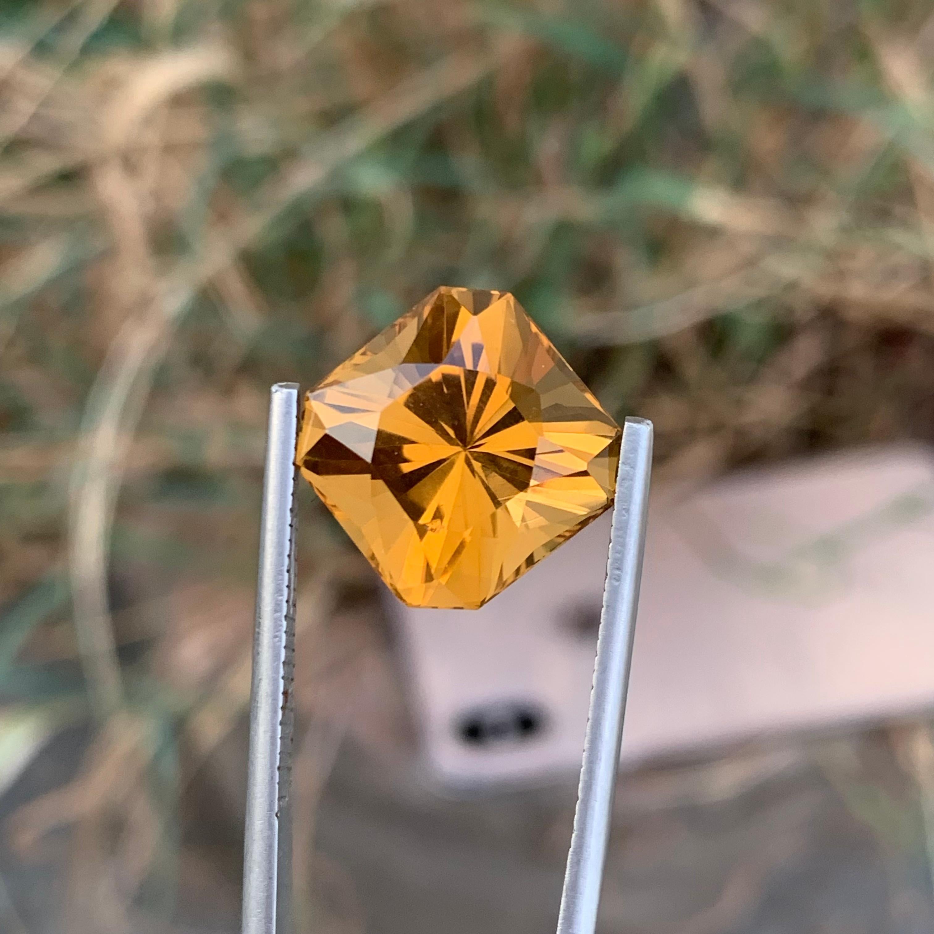 10.60 Carats Natural Loose Fancy Cut Citrine Gemstone From Brazil Mine For Sale 4