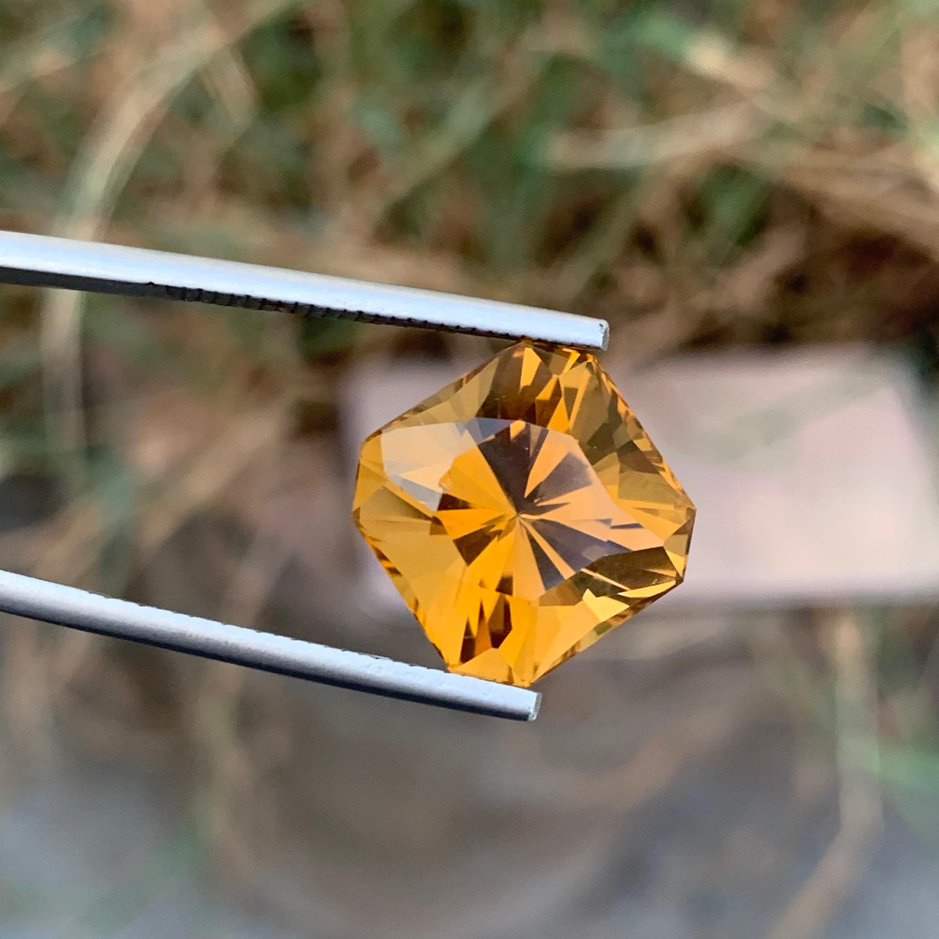 Loose Citrine 
Weight: 10.60 Carats 
Dimension: 13x12.9x10.1 Mm
Origin: Brazil
Color: Yellow
Shape: Octagon
Cut: Fancy
Certificate: On Customer Demand 
Citrine is a beautiful and captivating gemstone that belongs to the quartz family. Its name comes