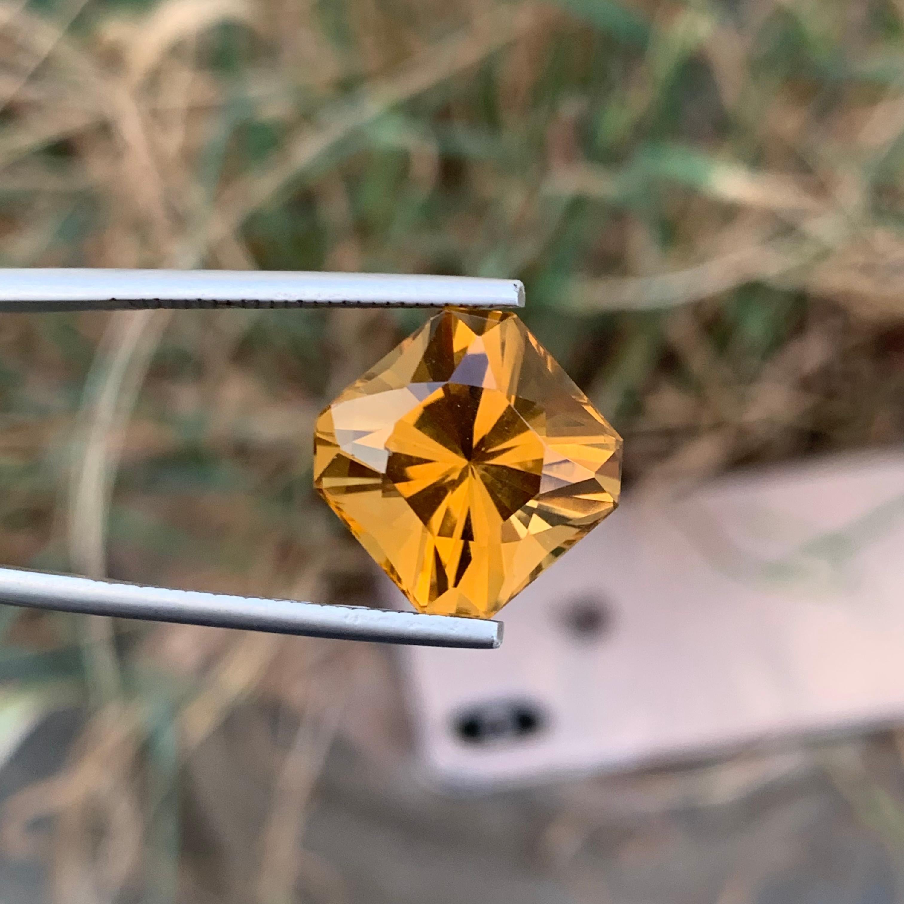 Women's or Men's 10.60 Carats Natural Loose Fancy Cut Citrine Gemstone From Brazil Mine For Sale