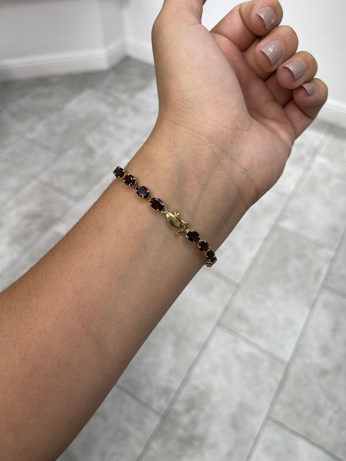 10,60ct Granat Armband - 14K Gold Oval Cut Roter Granat Ewigkeitsschmuck (Ovalschliff)