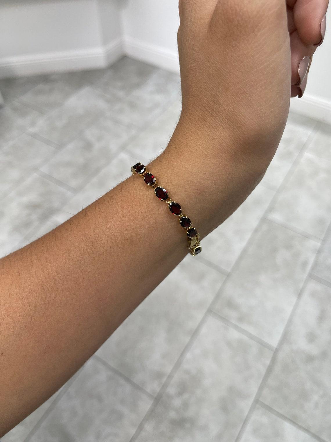 10,60ct Granat Armband - 14K Gold Oval Cut Roter Granat Ewigkeitsschmuck im Zustand „Neu“ in Jupiter, FL