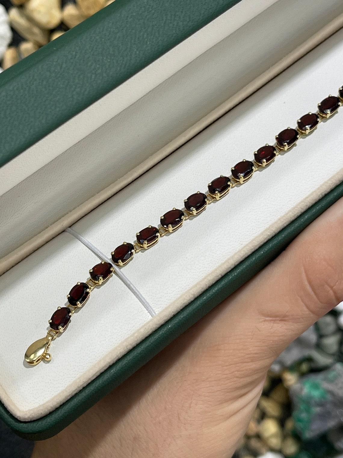 10,60ct Granat Armband - 14K Gold Oval Cut Roter Granat Ewigkeitsschmuck 2