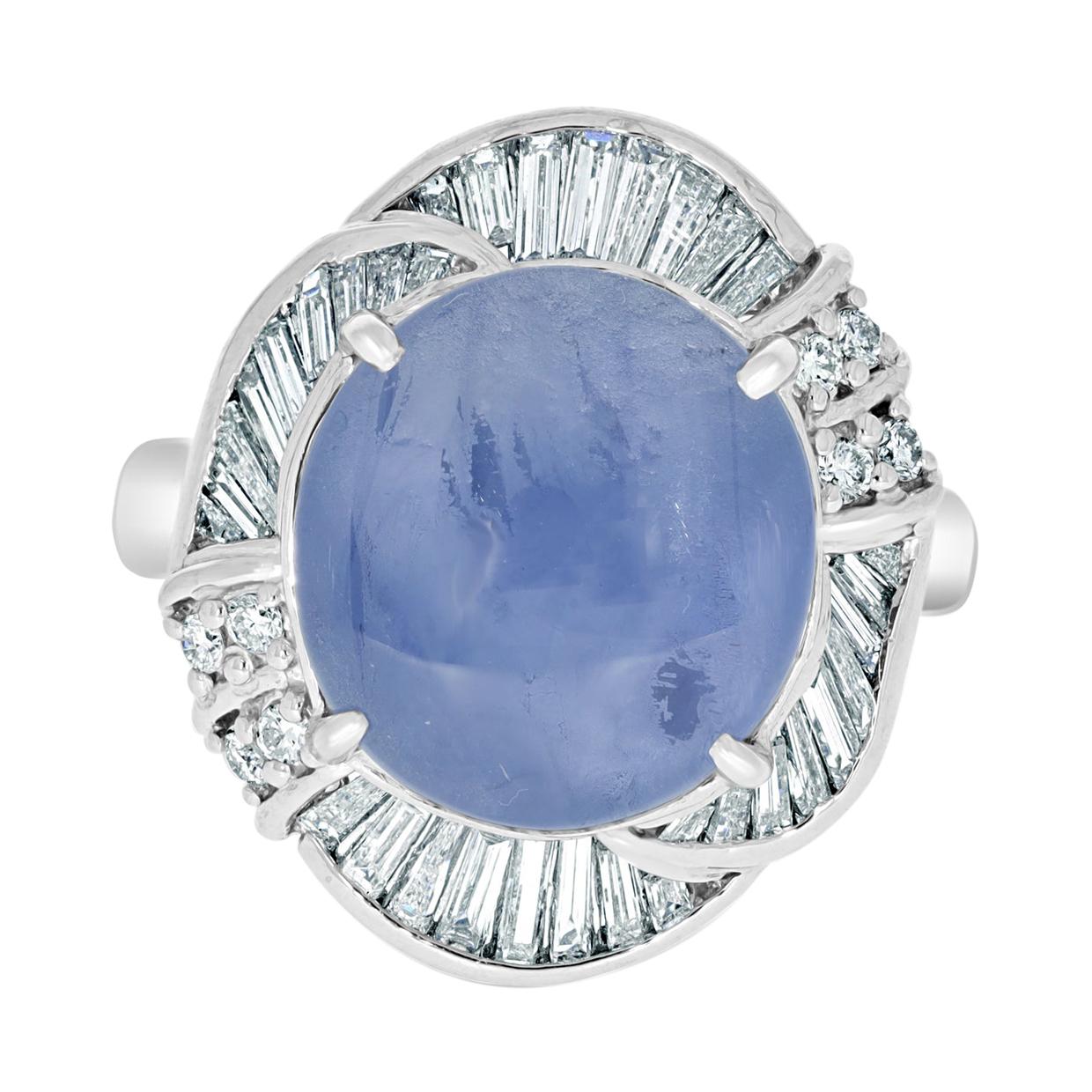 10.60ct Star Sapphire Ring with 0.95tct Diamonds Set in Platinum For Sale