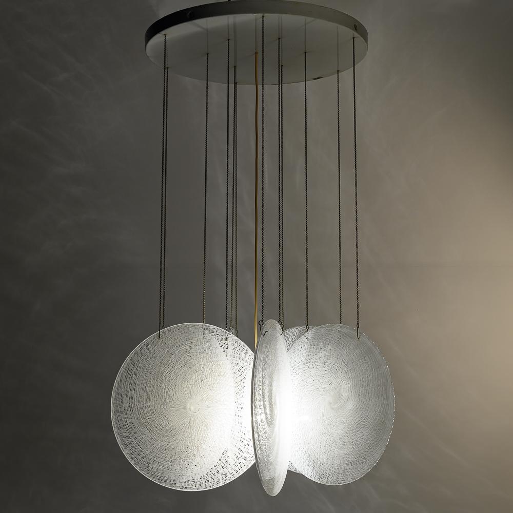 1060's Glass & Steel chandelier by Carlo Nason For Sale 8