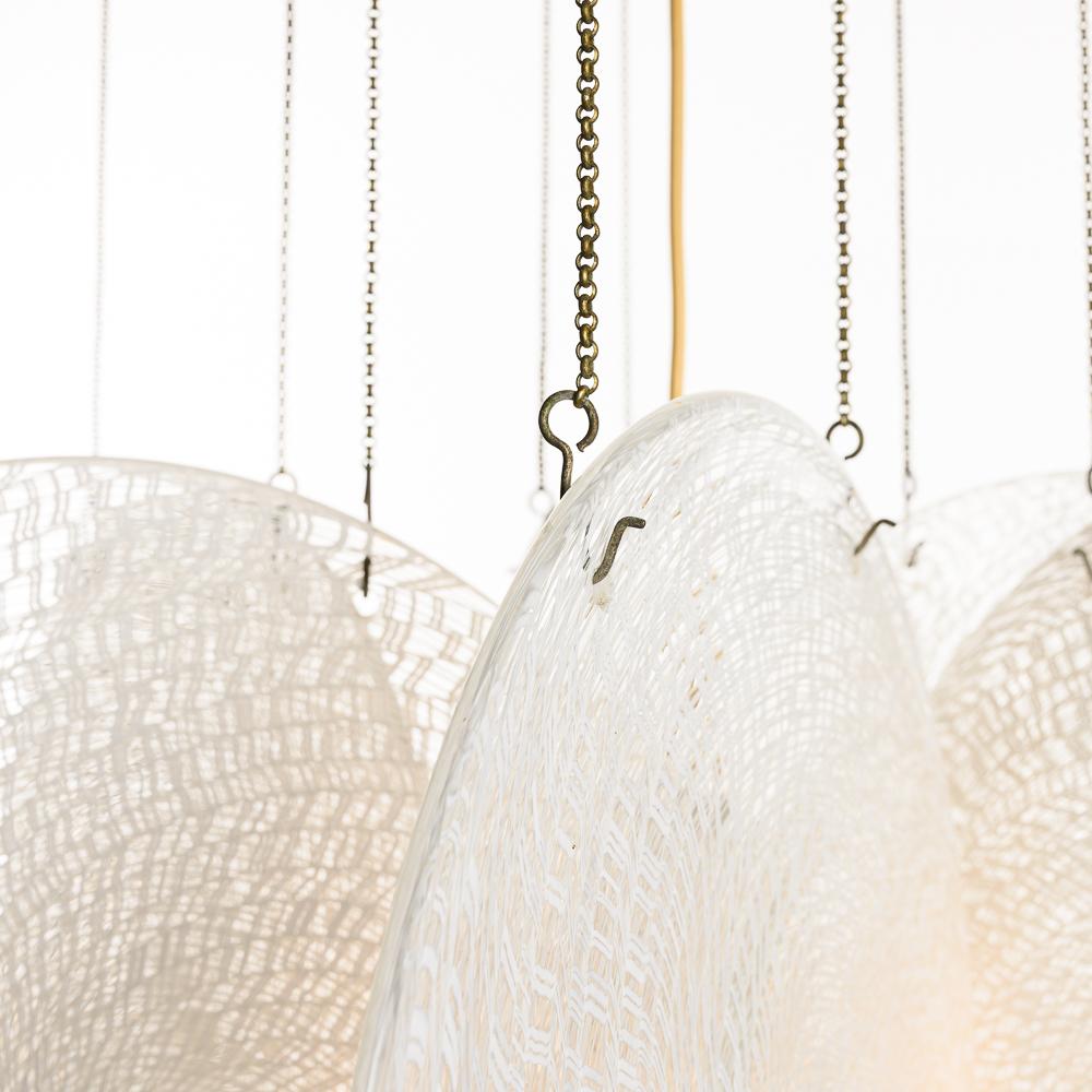 Italian 1060's Glass & Steel chandelier by Carlo Nason For Sale