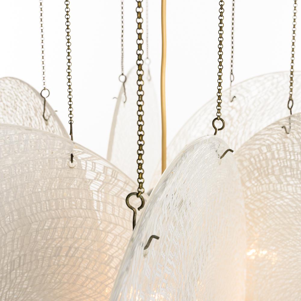 1060's Glass & Steel chandelier by Carlo Nason In Good Condition For Sale In Schoorl, NL