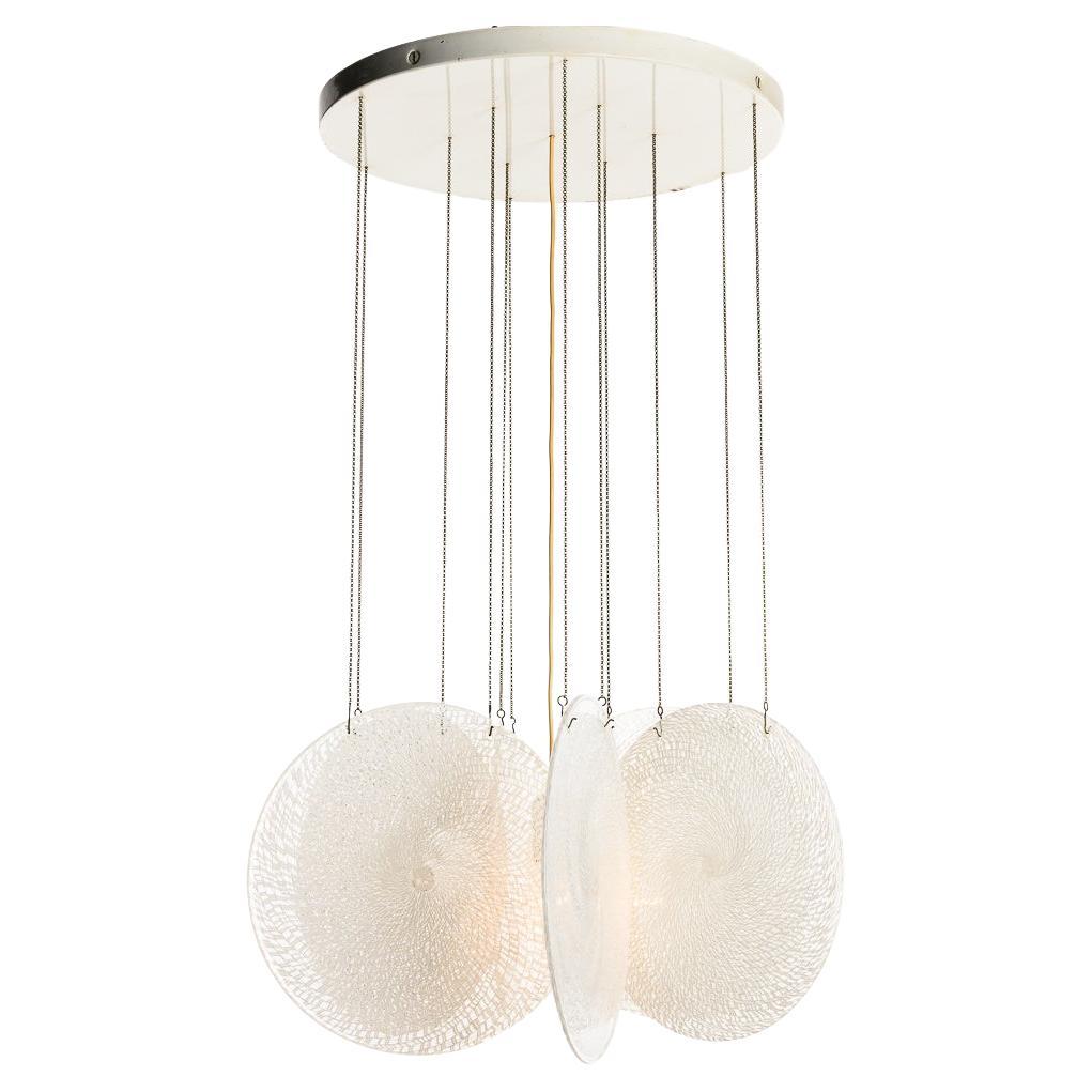 1060's Glass & Steel chandelier by Carlo Nason For Sale