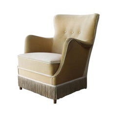 1060s Vintage Danish Petite Velour Armchair