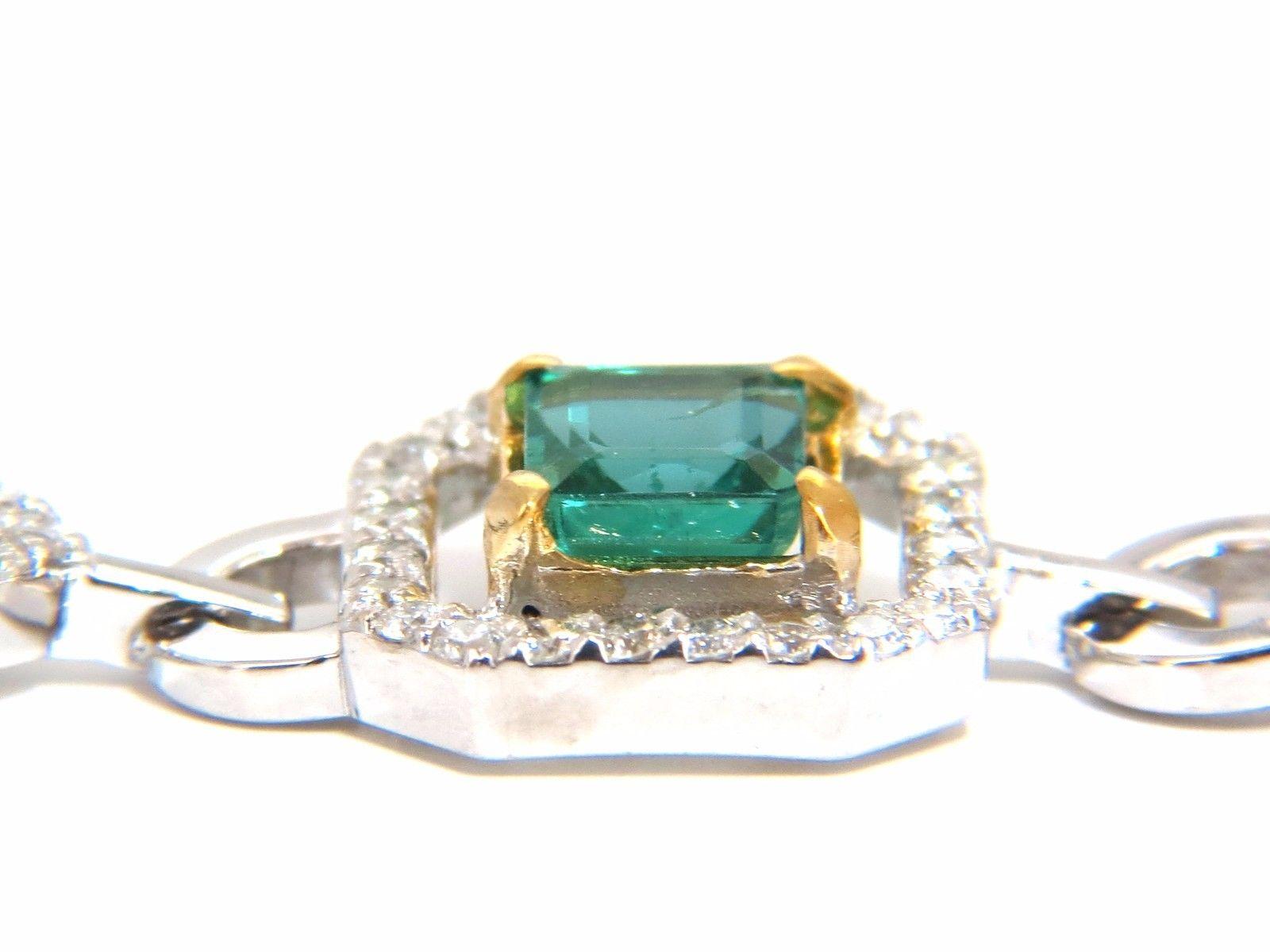 Women's or Men's 10.62 Carat Natural Emeralds Diamond Halo Bracelet 14 Karat For Sale