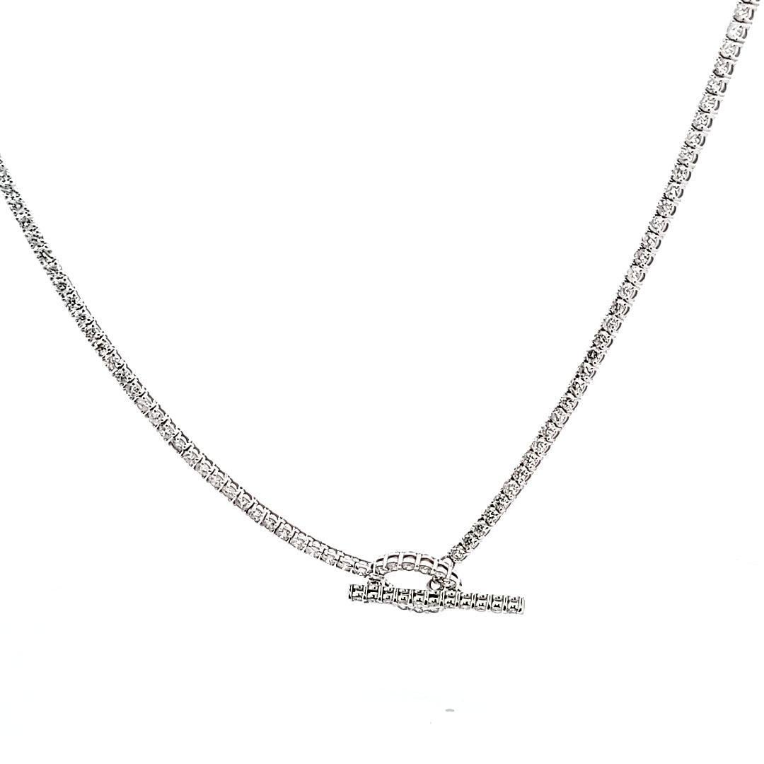 Taille brillant Collier Riviera en or blanc 18 carats 10,62 carats diamant rond brillant G VS1 en vente