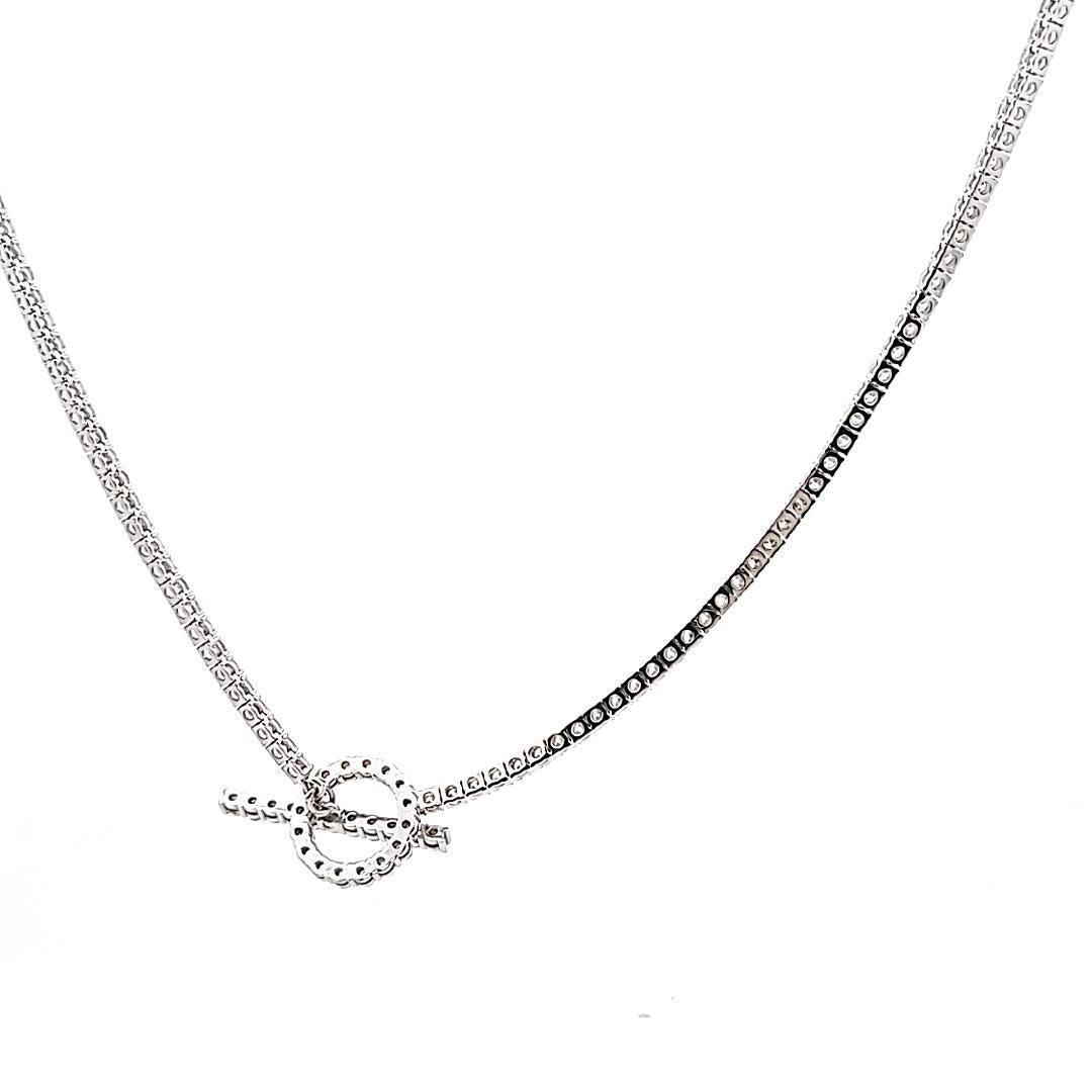 Collier Riviera en or blanc 18 carats 10,62 carats diamant rond brillant G VS1 Pour femmes en vente