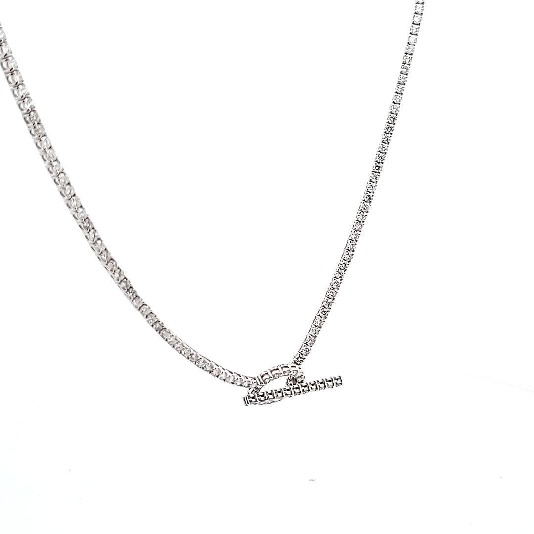 Collier Riviera en or blanc 18 carats 10,62 carats diamant rond brillant G VS1 en vente 1