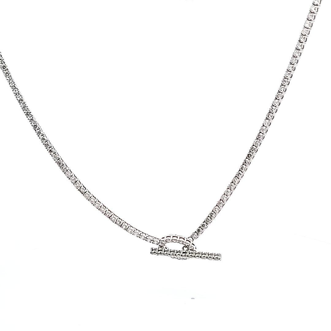 Collier Riviera en or blanc 18 carats 10,62 carats diamant rond brillant G VS1 en vente 2