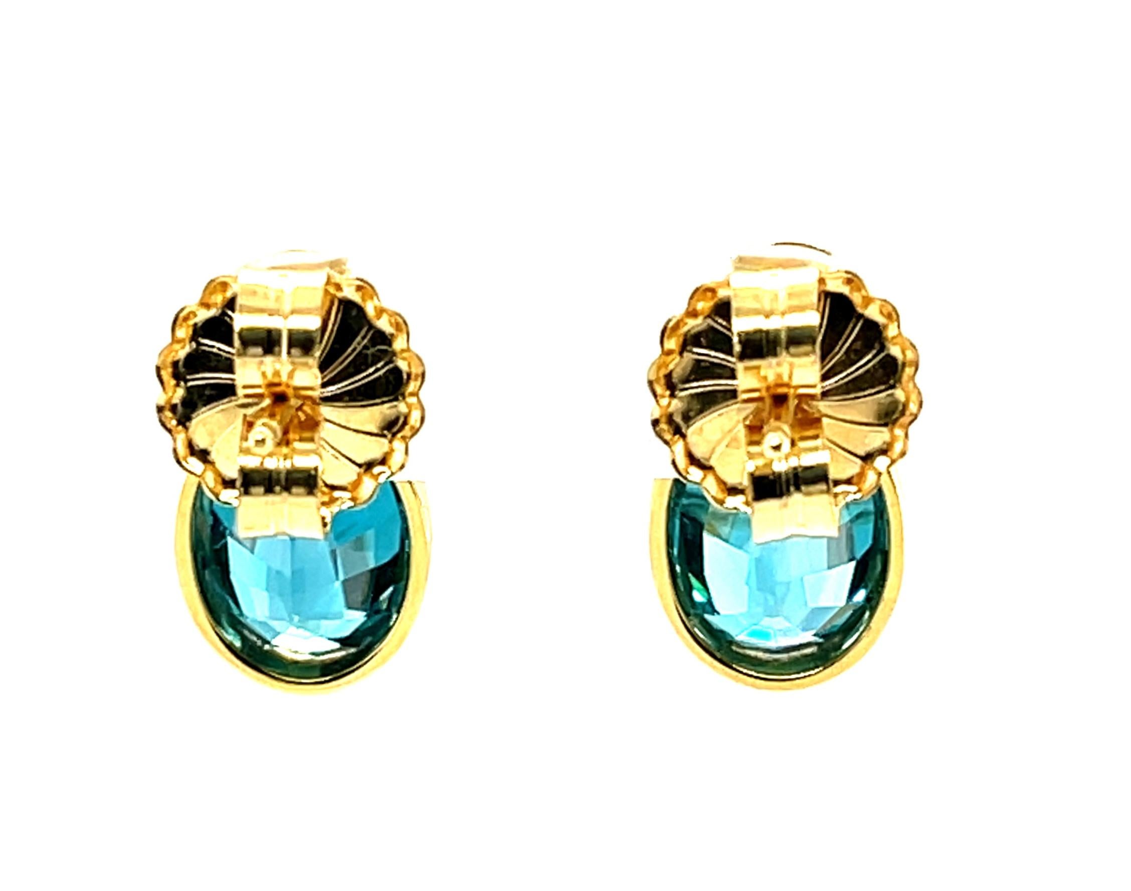 18kt gold blue zircon earrings