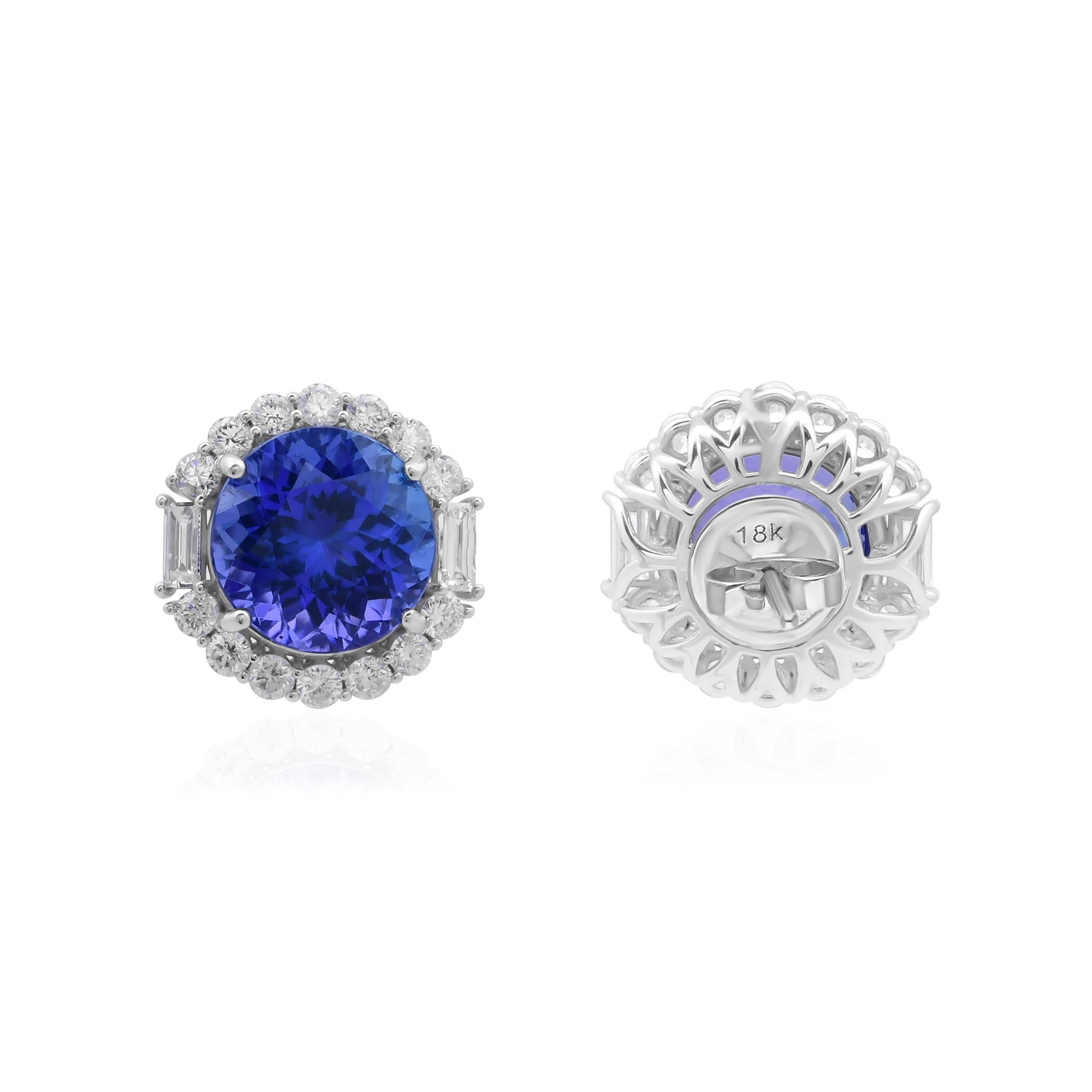 Modern 10.63 Carat Tanzanite Gemstone Earrings 1.40 Ct SI/H Diamond 18 Karat White Gold For Sale