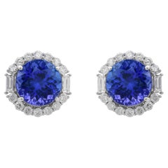 Orecchini con gemme di tanzanite da 10,63 carati 1,40 carati di diamanti SI/H in oro bianco 18 carati
