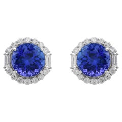 Orecchini con gemme di tanzanite da 10,63 carati 1,40 carati di diamanti SI/H in oro bianco 18 carati