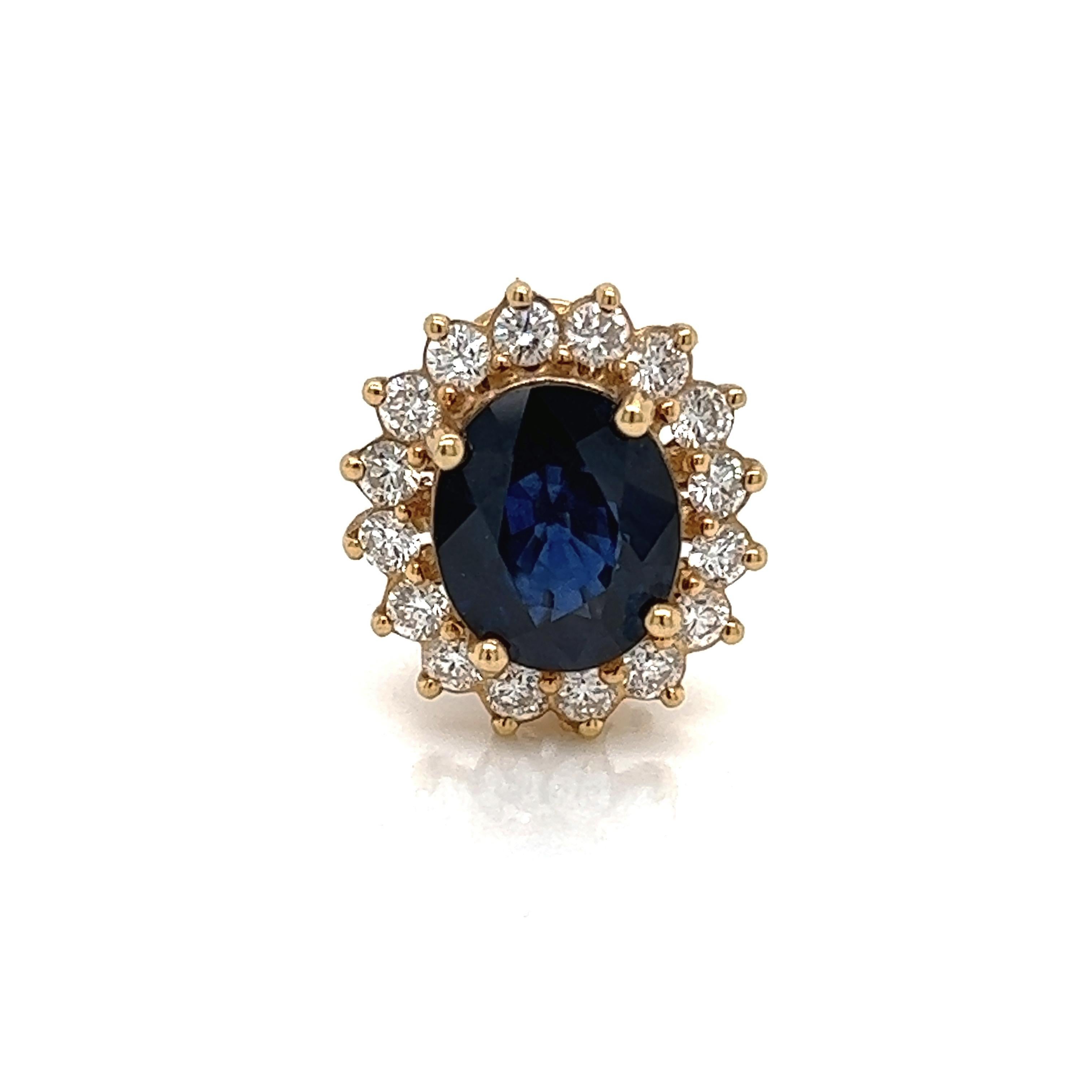 Oval Cut 10.63 Total Carat Victorian Style Sapphire and Diamond Earrings in 18K Gold For Sale
