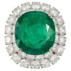 Vintage 10.64 Carat Certified Colombian Emerald Ring by Bvlgari