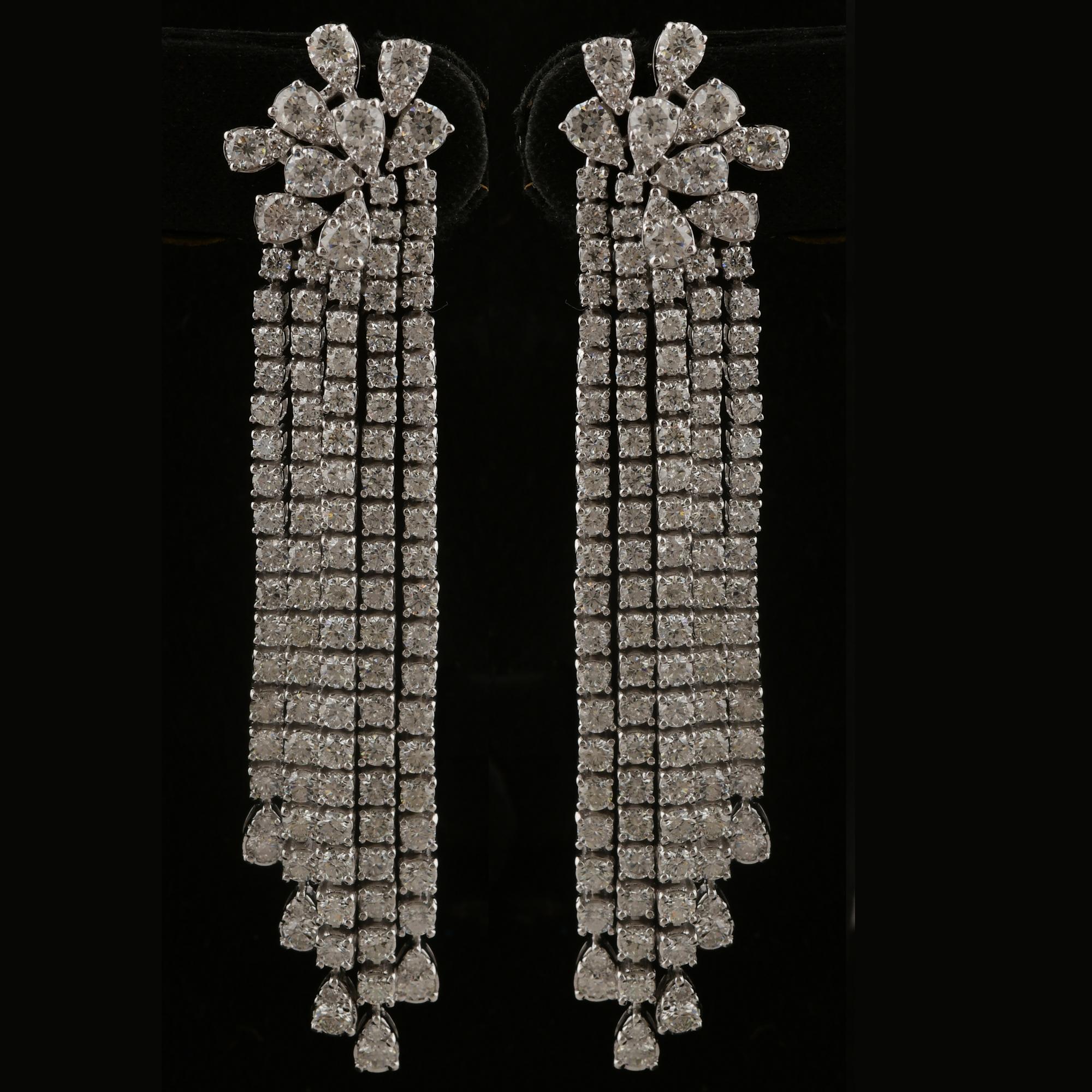 10,64 Karat Runder Brillantschliff Diamant-Kronleuchter-Ohrringe 14 Karat Weißgold im Angebot 1