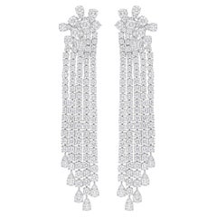 10.64 Carat Round Brilliant Cut Diamond Chandelier Earrings 14 Karat White Gold
