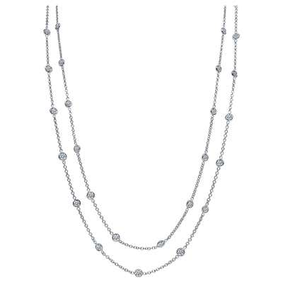 Diamond Platinum By The Yard Necklace For Sale at 1stDibs