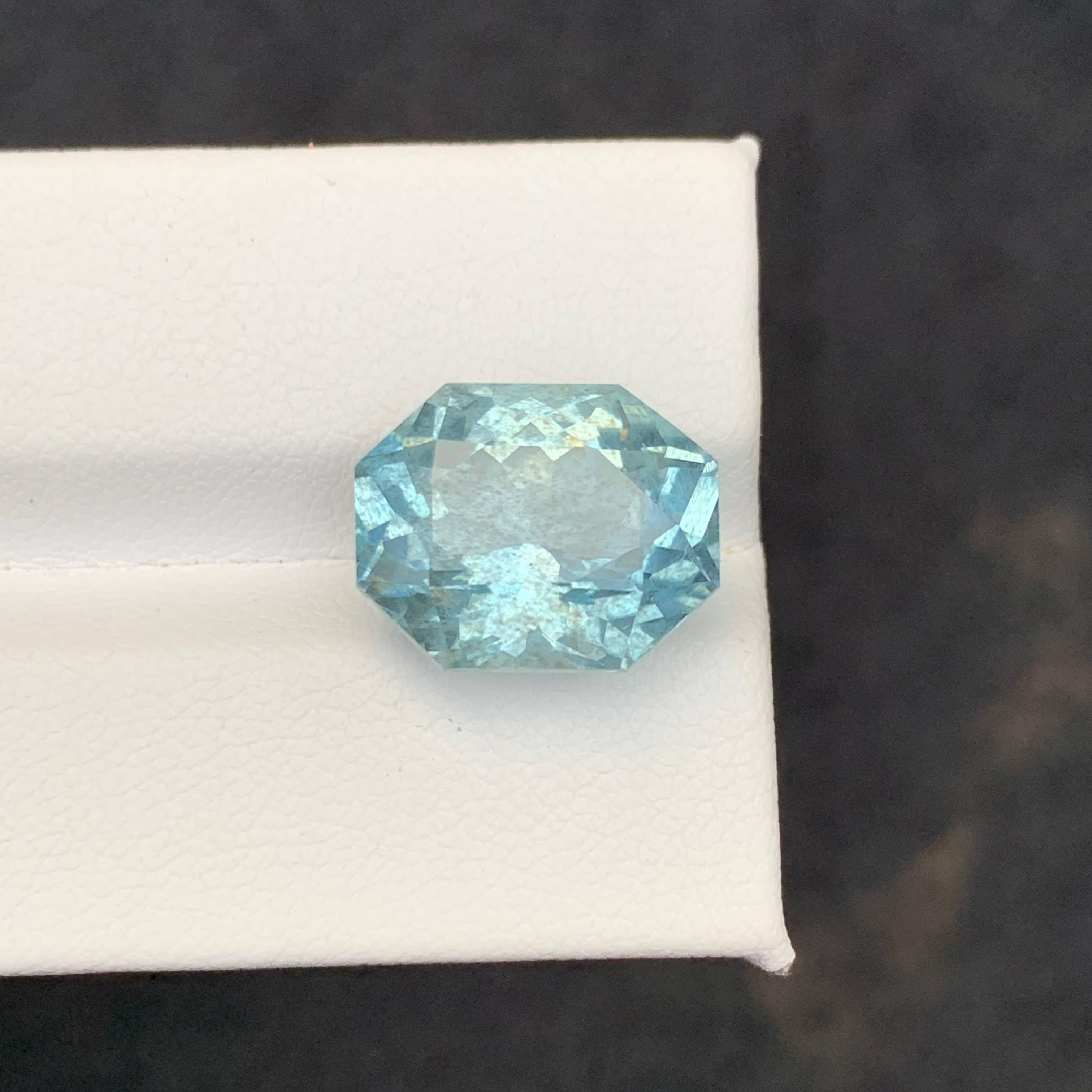 10,65 quilates de aguamarina azul de mar natural suelta talla esmeralda de África Piedra preciosa en venta 2