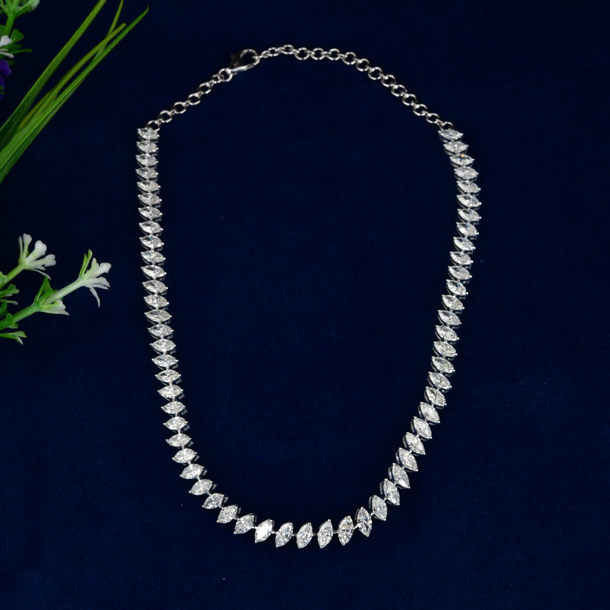10.65 Carat SI/H Marquise Diamond Choker Necklace 14 Karat White Gold Jewelry In New Condition For Sale In Diera, Dubai