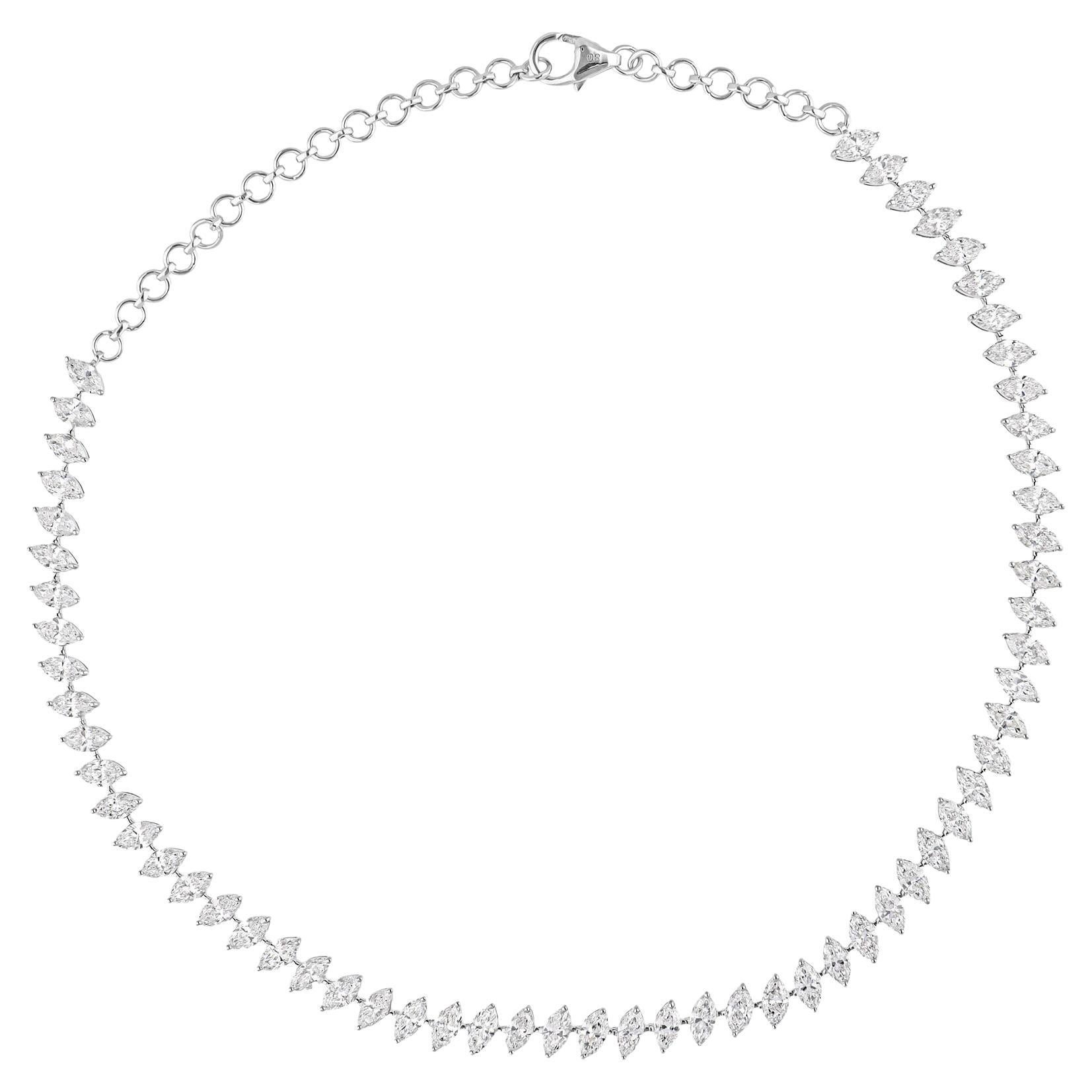 10.65 Carat SI/H Marquise Brilliant Cut Diamond Choker Necklace 18k White Gold