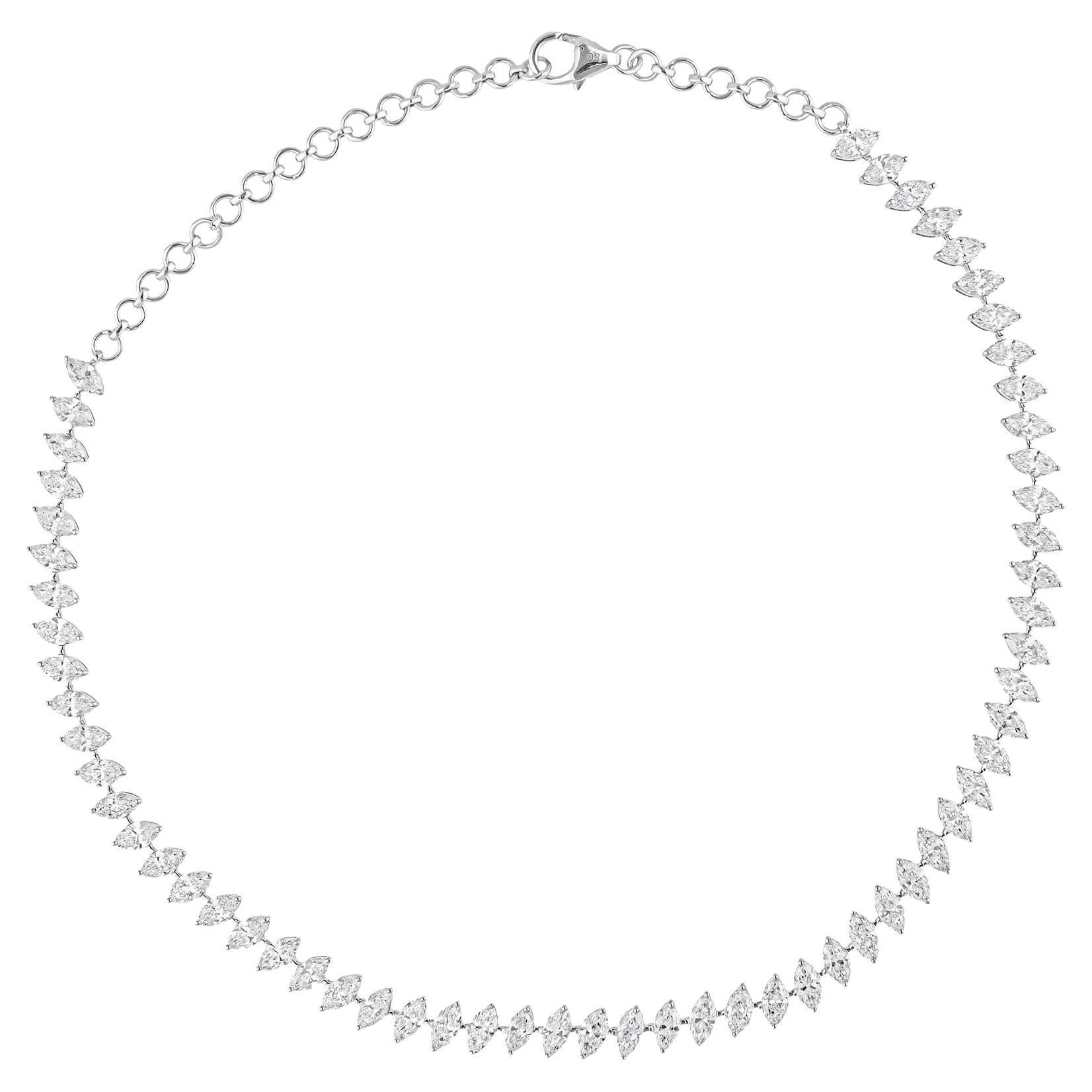 10.65Ct Marquise Natural Diamond Choker Necklace 18K White Gold Fine Jewelry